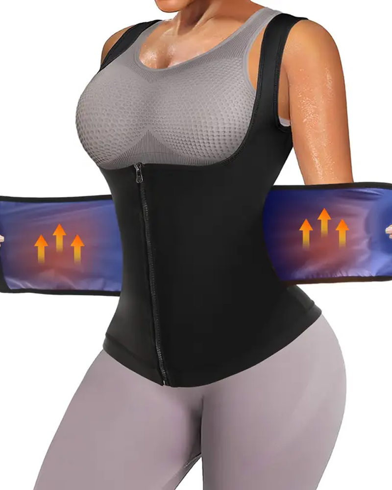 Sweat-Inducing Fat-Burning Zippered Sports Waist Trainer-Curvy-Faja