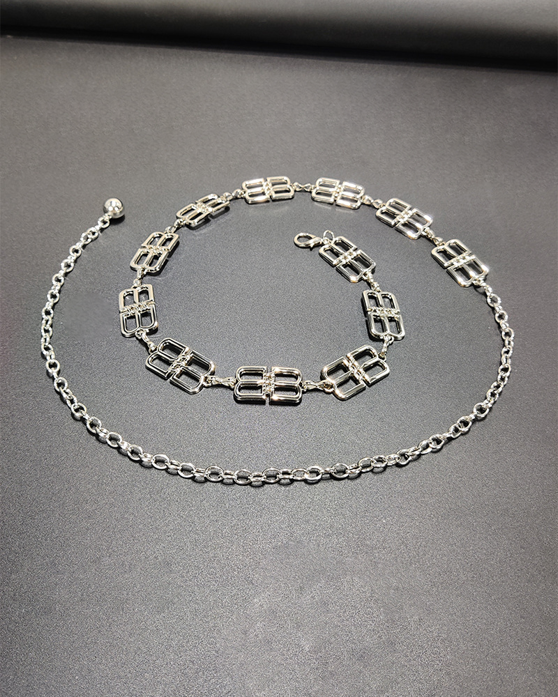 Metal Embellishments Paired Waist Chain