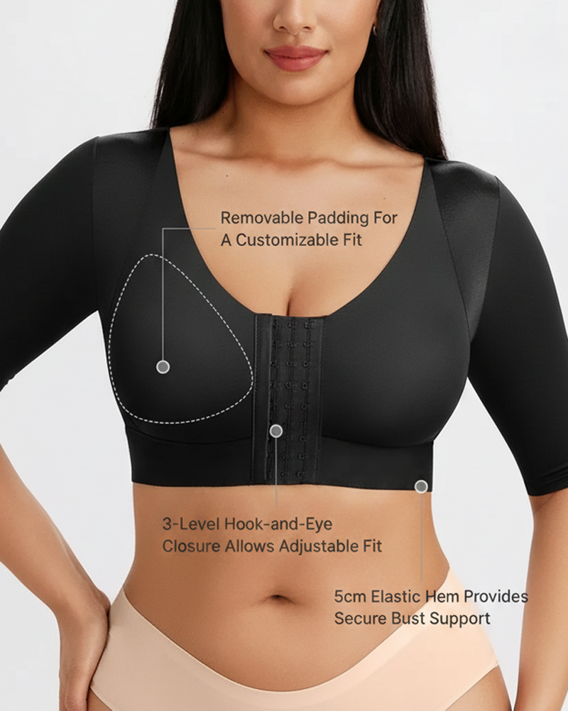 Short Sleeve Arm Compression Shapewear Top Front Hook‑and‑Eye Post‑Surgical Shaper Top(Pre‑Sale)