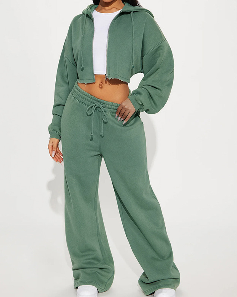 Fleece Fashion Long-Sleeved Sports Casual Sweatshirt Set