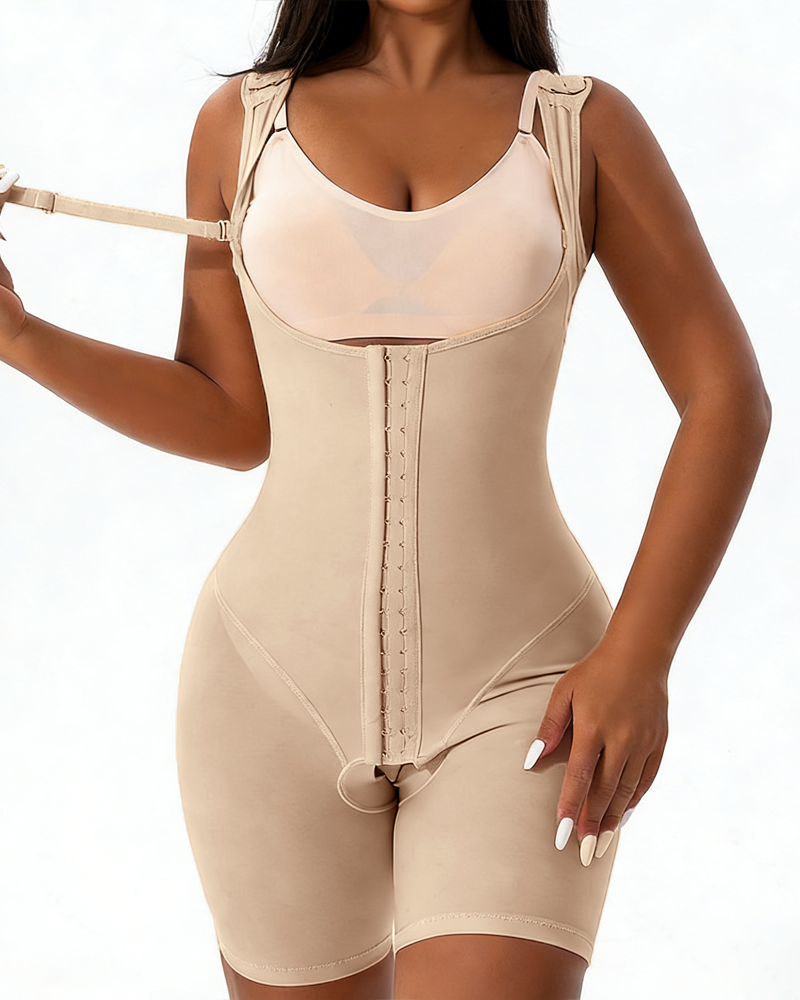Tummy Control Open-Bust Hook-And-Eye Full Body Shaper