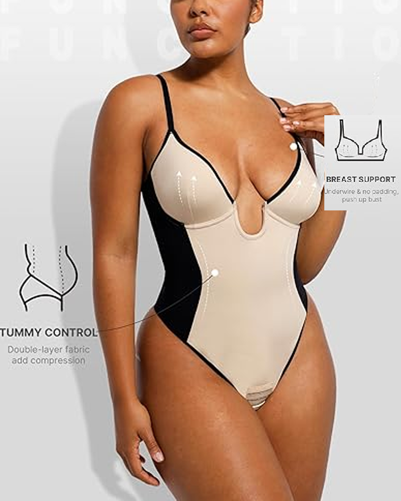 Color Blocked U Shaped Low Cut Shaping Thong (Pre-Sale)