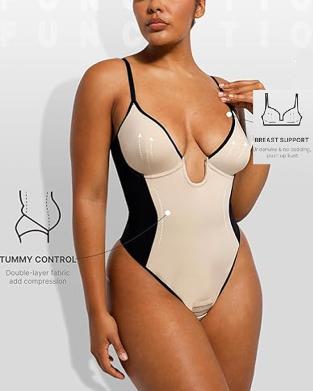 Color Blocked U Shaped Low Cut Shaping Thong (Pre-Sale)