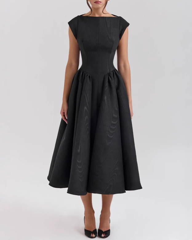 French Style Backless Round Neck Sleeveless Dress