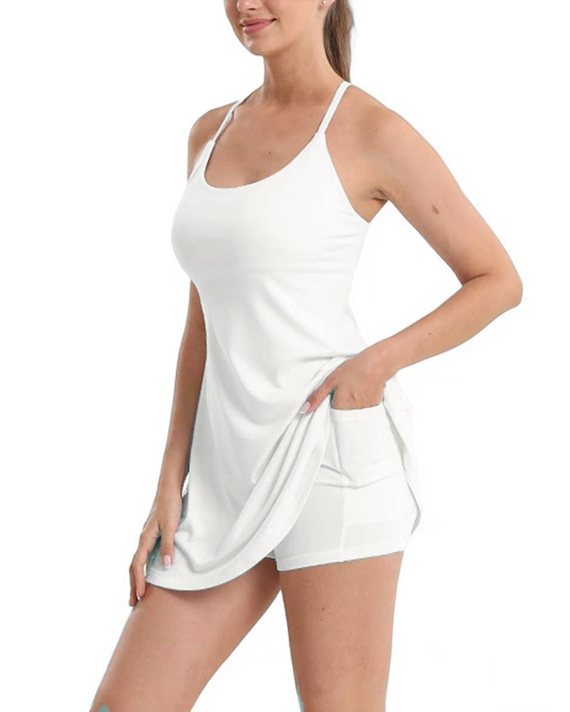 Easy Peezy Backless Sports Dress With Pockets