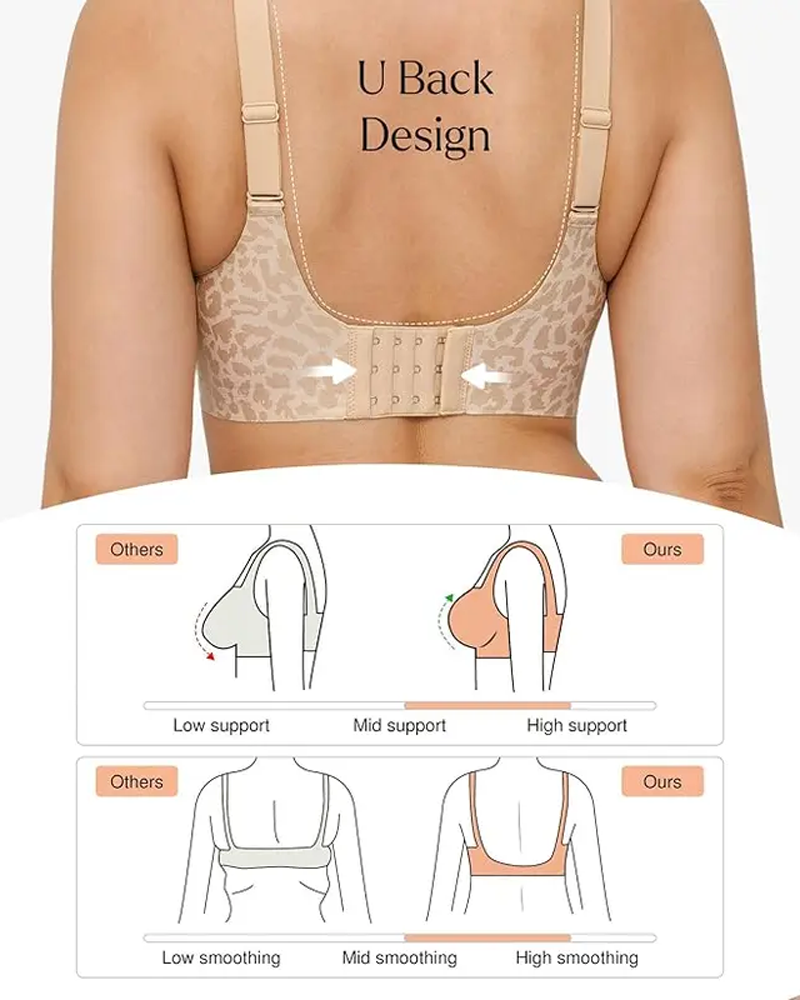 V-Neck Seamless Wire-Free Leopard Print Jelly Bra