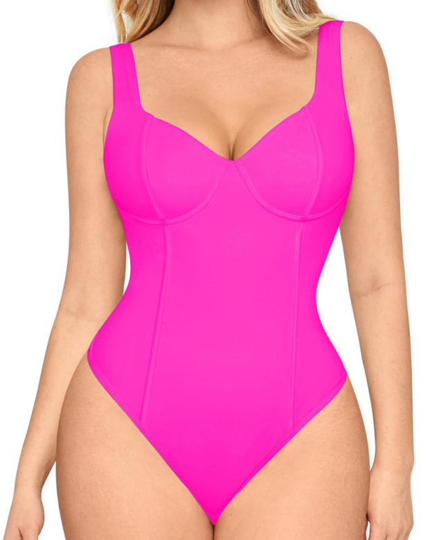 Wide Strap V Neck Bodysuit With Concealed Snaps At The Crotch (Pre-Sale)