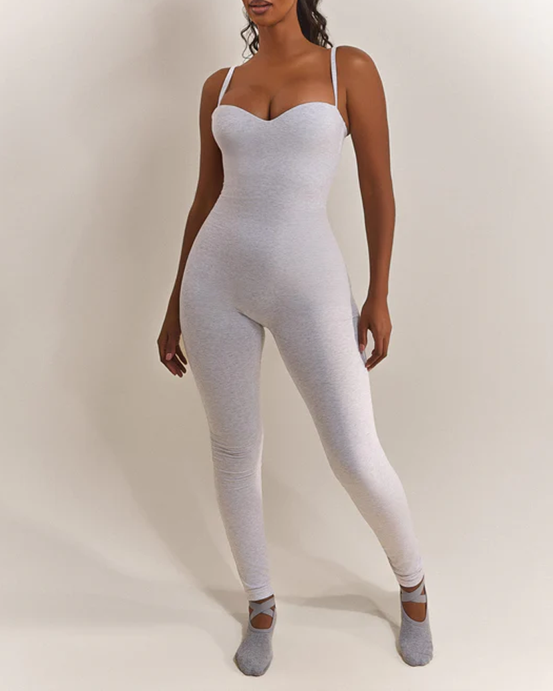 Sweetheart Neckline Strapless Seamless Bodycon Jumpsuit with Adjustable Straps（Pre-Sale）