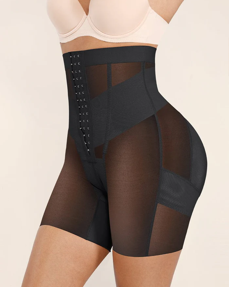 Breathable Mesh High-Waisted Shaping Shorts With Tummy Control And Hip Lift (Pre-Sale)