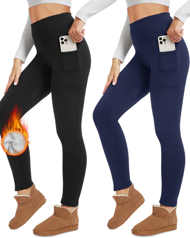 Thickened Fleece Leggings-Curvy-Faja