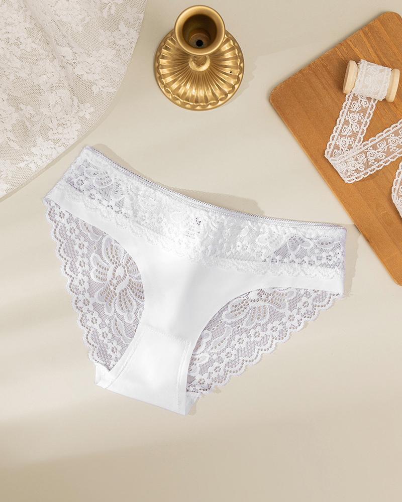 Lace Panel Briefs-Curvy-Faja
