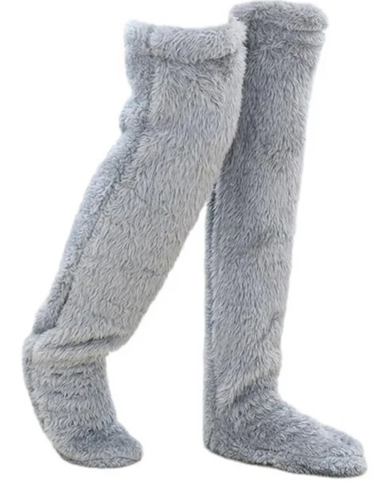 Fuzzy Legs Sock Slippers-Curvy-Faja