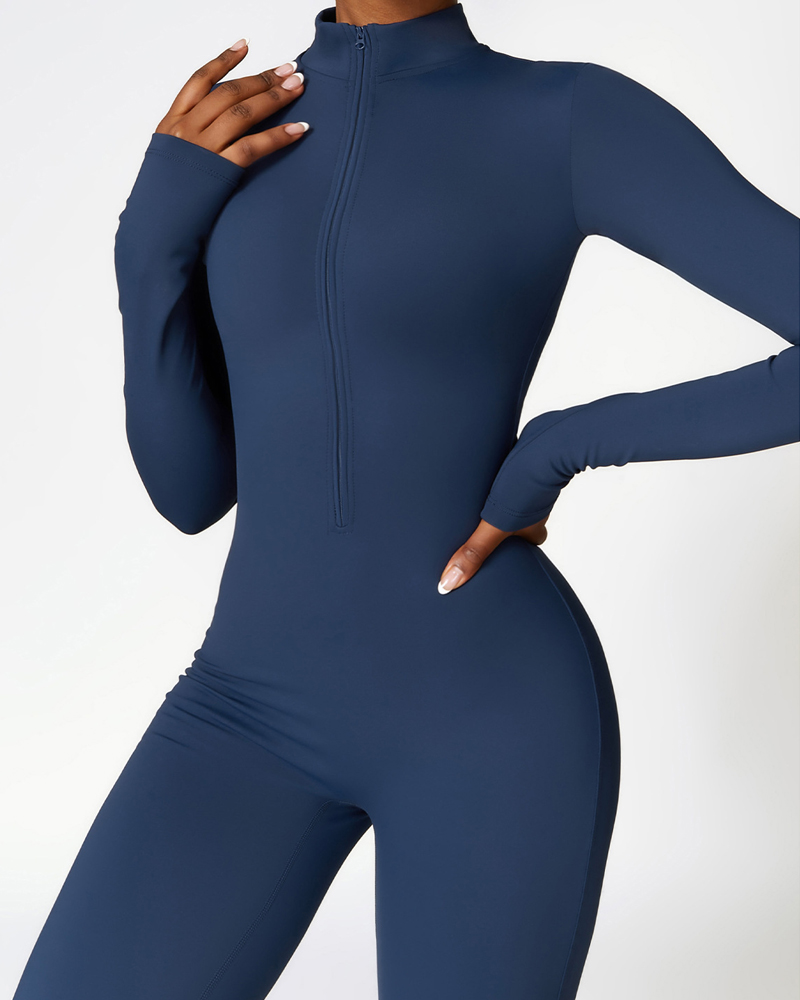 Tight Fleece Yoga Jumpsuit-Curvy-Faja