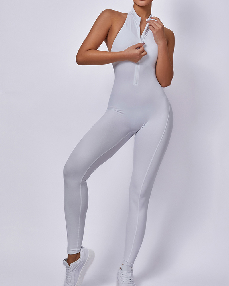 Zip Front Sleeveless Jumpsuit