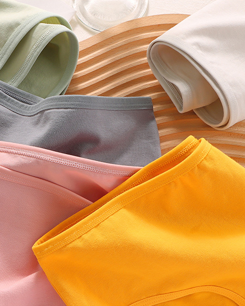 Candy Solid Color Cotton Briefs-Curvy-Faja