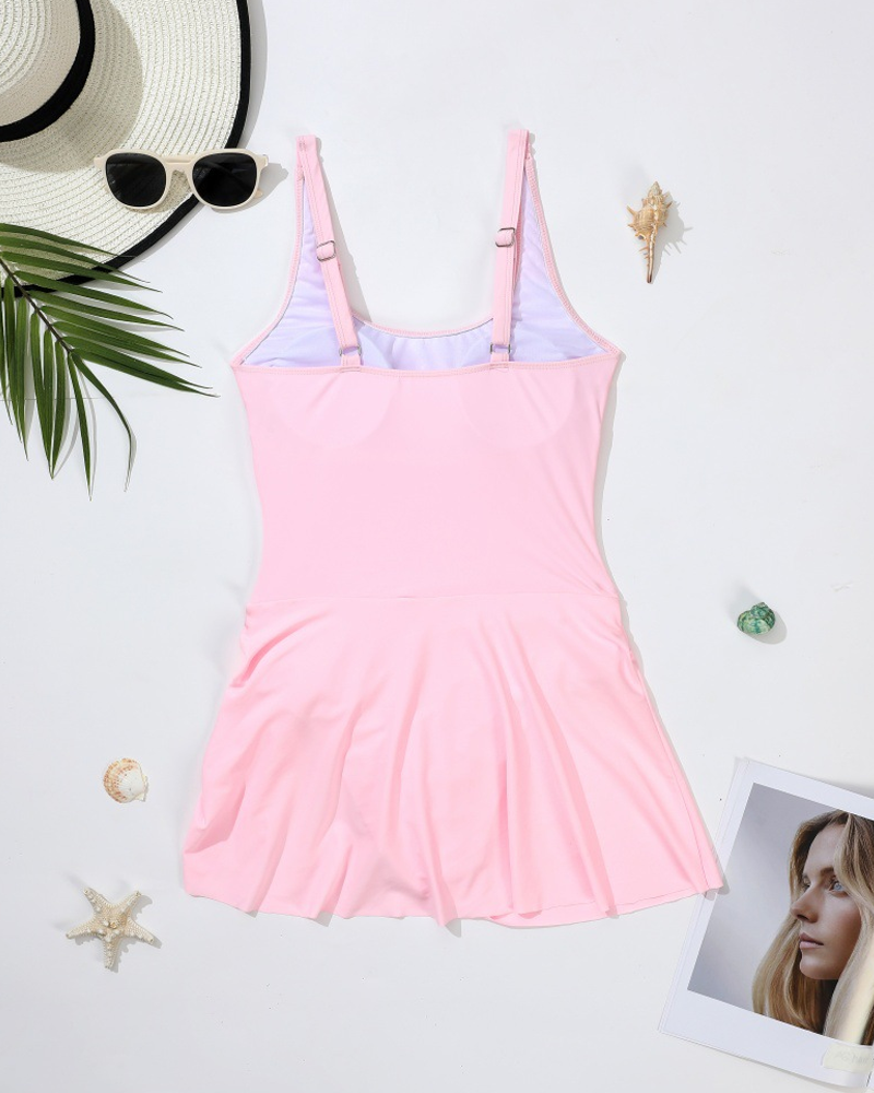 Asymmetrical Hem Pleated And Knotted One-Piece Swimsuit For Beach Vacation