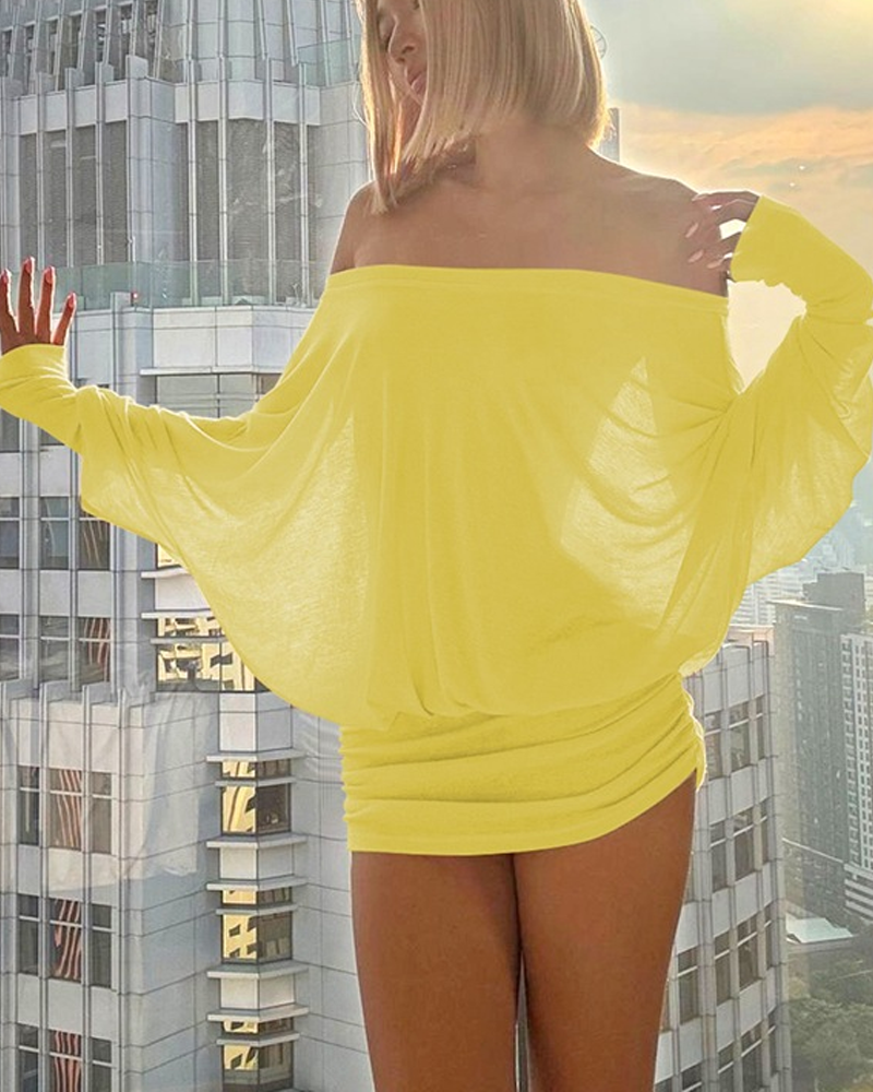 Off-The-Shoulder Ruched Bodycon Dress