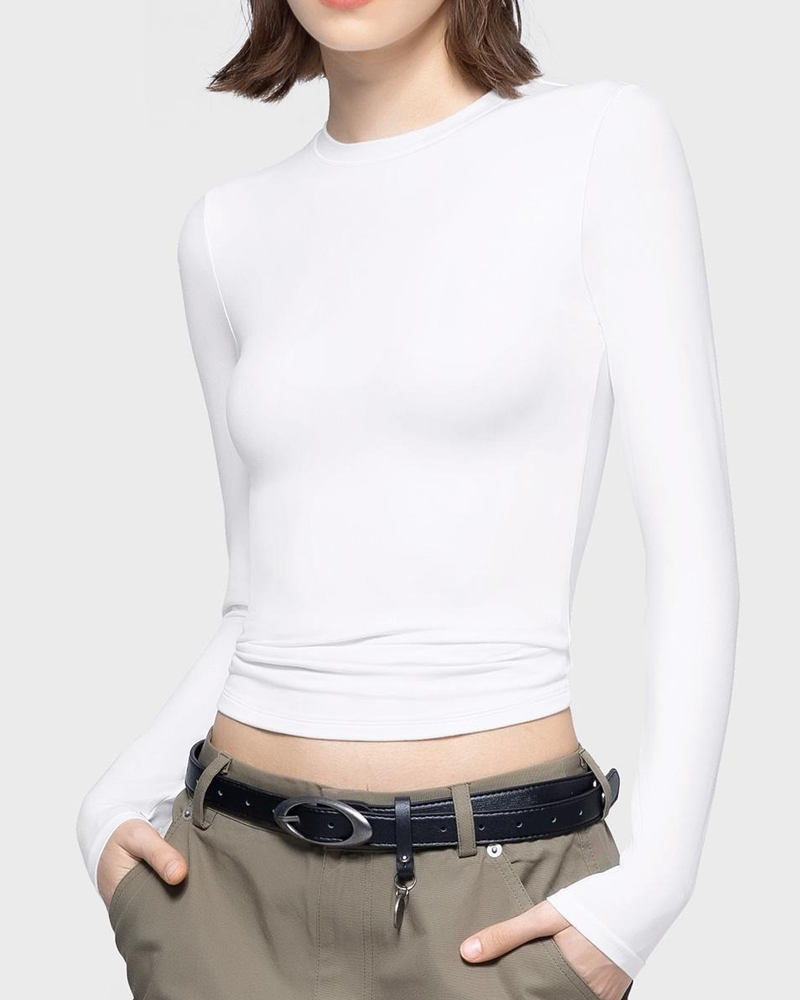 Basic Soft Comfort Crew Neck Slim Fit Long Sleeve Top