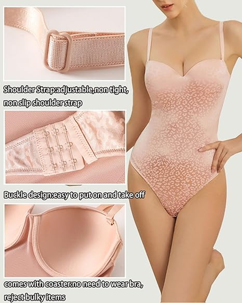 Leopard Print Braless Tummy Control Shapewear