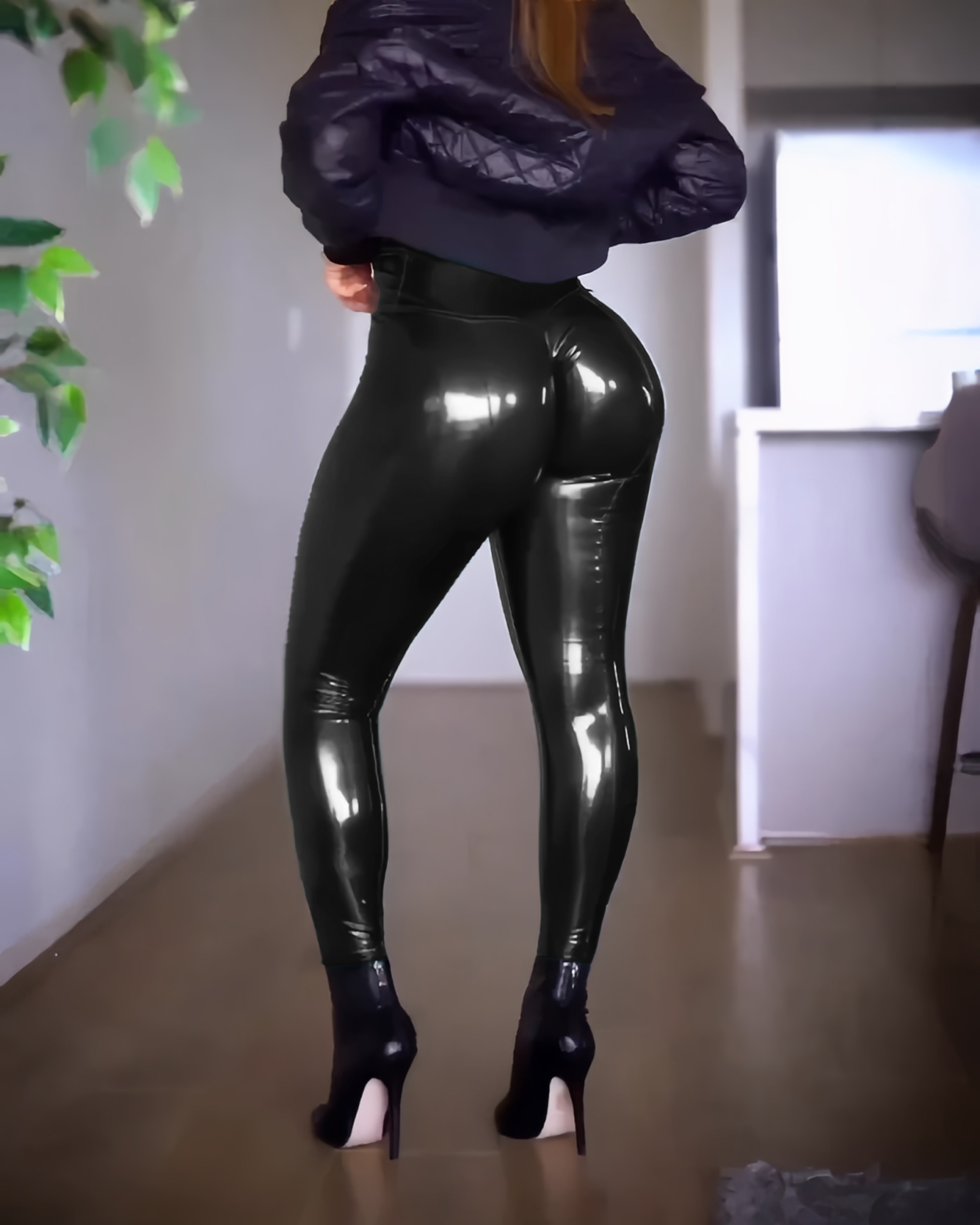 Footless Liquid Wet Look Shiny Metallic Stretch Leggings