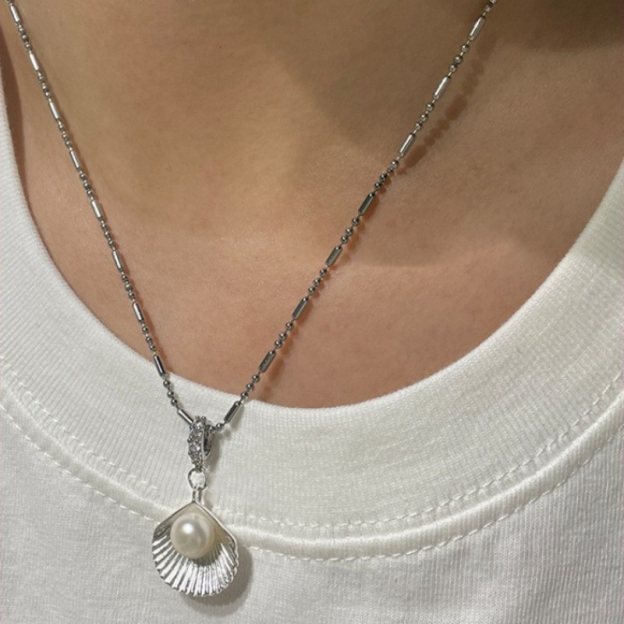 Simple Fashion Shell Imitation Pearl Stacking Necklace-Curvy-Faja