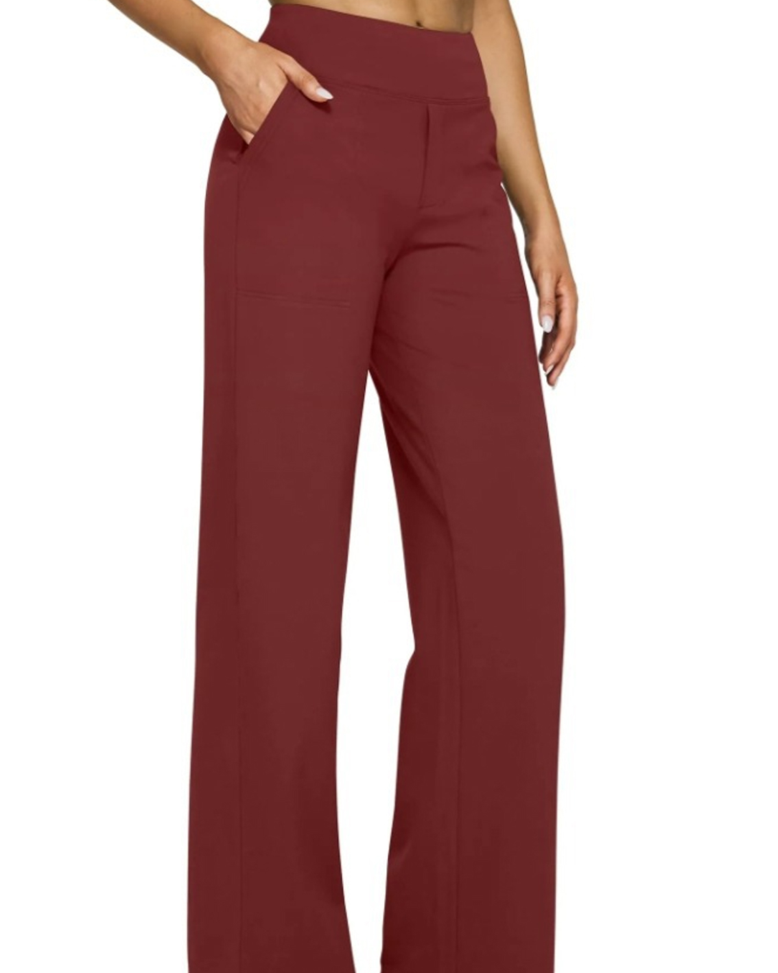 Casual High-Waisted Straight-Leg Yoga Pants with Loose Pockets