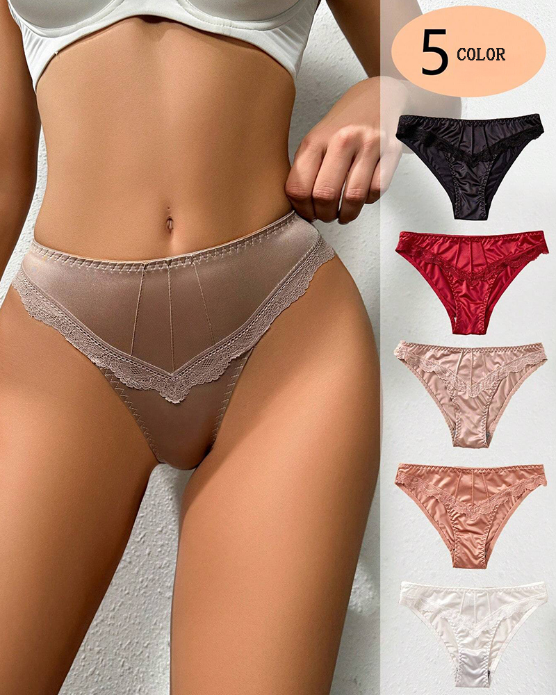 One-Piece Satin Seamless Cotton Crotch Briefs-Curvy-Faja