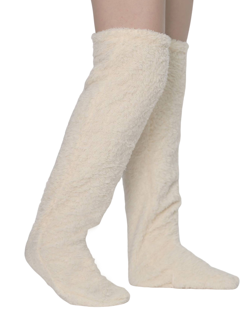 Fuzzy Legs Sock Slippers-Curvy-Faja