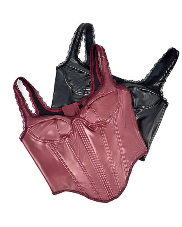 Leather Lace Camisole Corset-Curvy-Faja