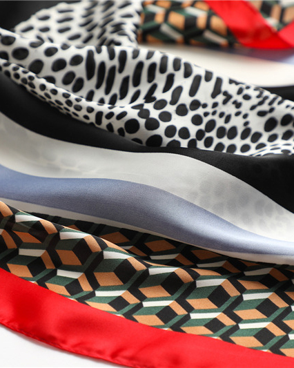 Leopard Print Simulated Silk 3D Geometric Plaid Square Scarf-Curvy-Faja