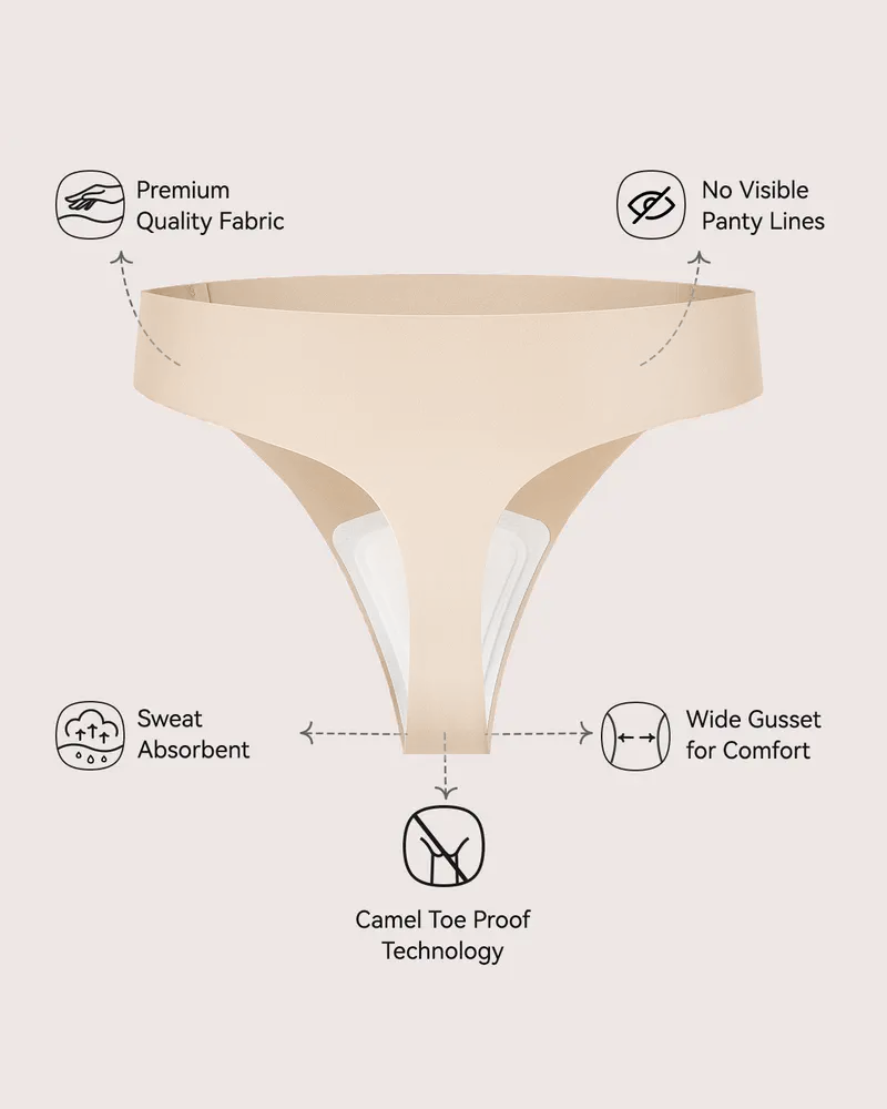 Ice Silk Seamless No Show Yoga Thong Underwear