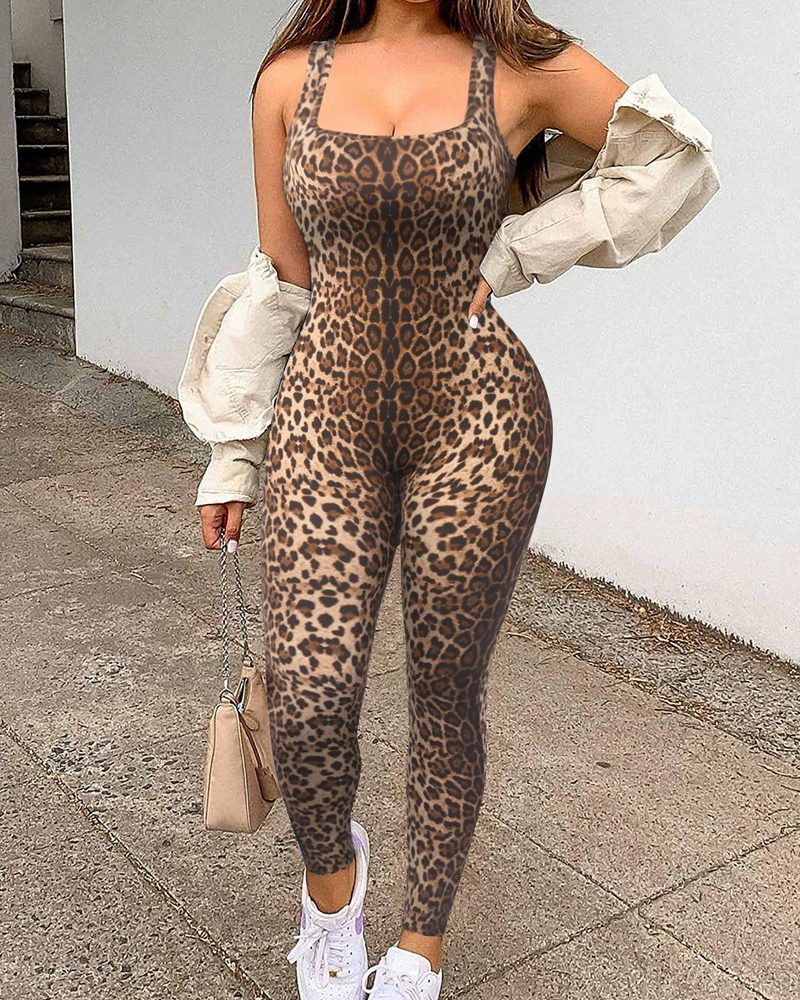 Printed Sleeveless Vest Jumpsuit-Curvy-Faja