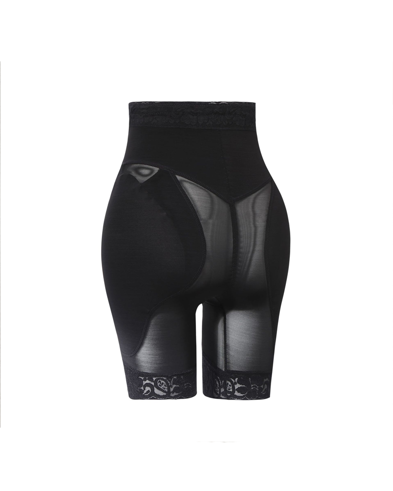 High-Waisted Button-Front Mesh Shaping Panties For Hip And Buttock Enhancement And Tummy Control