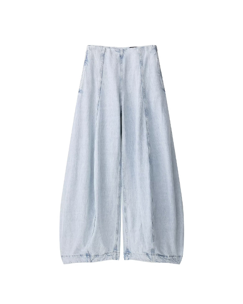 Retro Distressed Light-Colored Wide-Leg Trousers Balloon Jeans