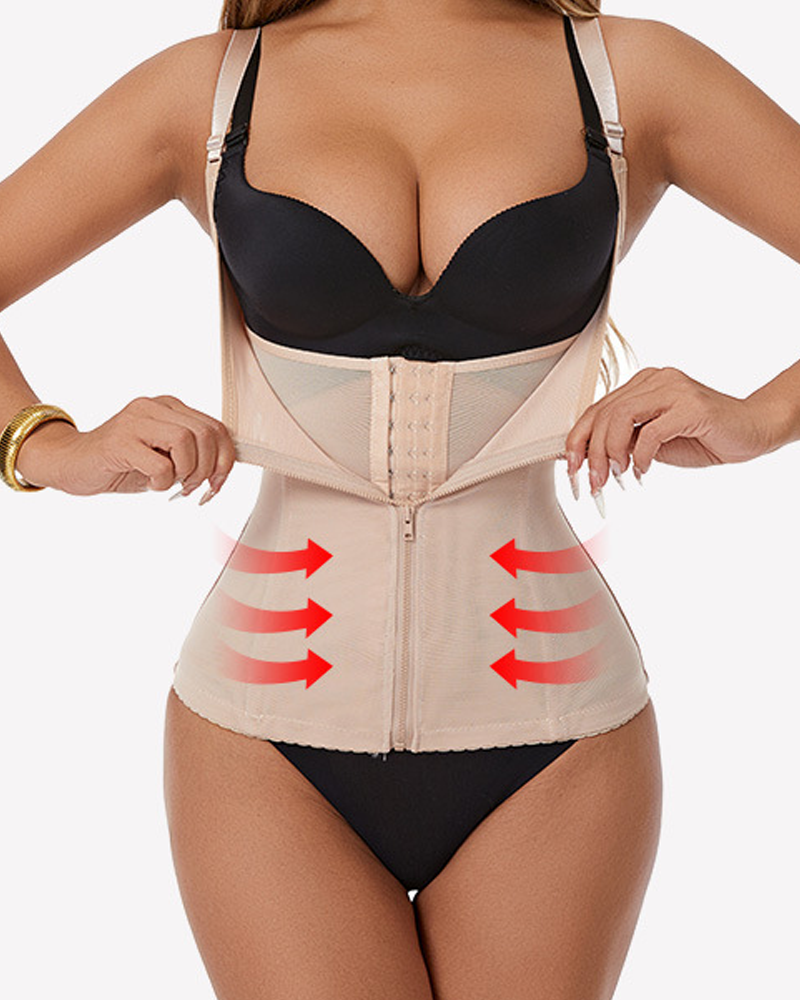 Dual Compression Zipper & Hook-And-Eye Shapewear