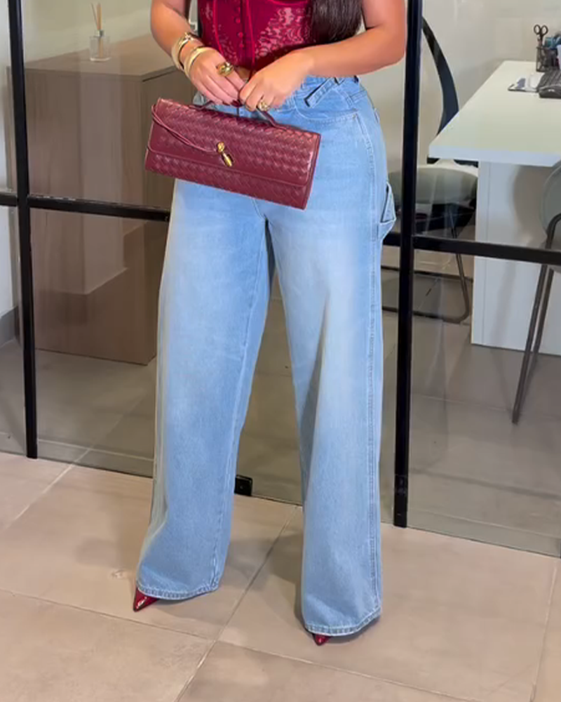 Casual Loose Straight Leg Jeans（Pre-Sale）-Curvy-Faja