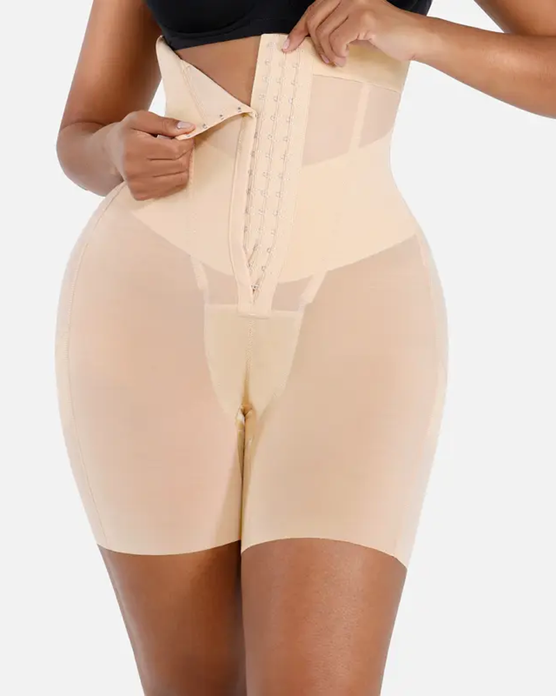 High-Waist Hook-And-Eye Mesh Butt Lifter Shaper Shorts (Pre-Sale)