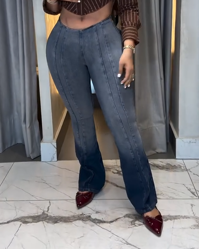 High-Waisted Zip-Up Slim-Fit Jeans (Pre-Sale)-Curvy-Faja