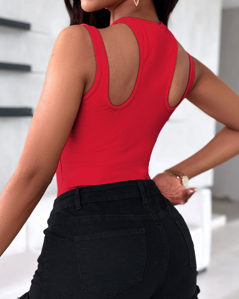 Crisscross Strap Ribbed Bodysuit