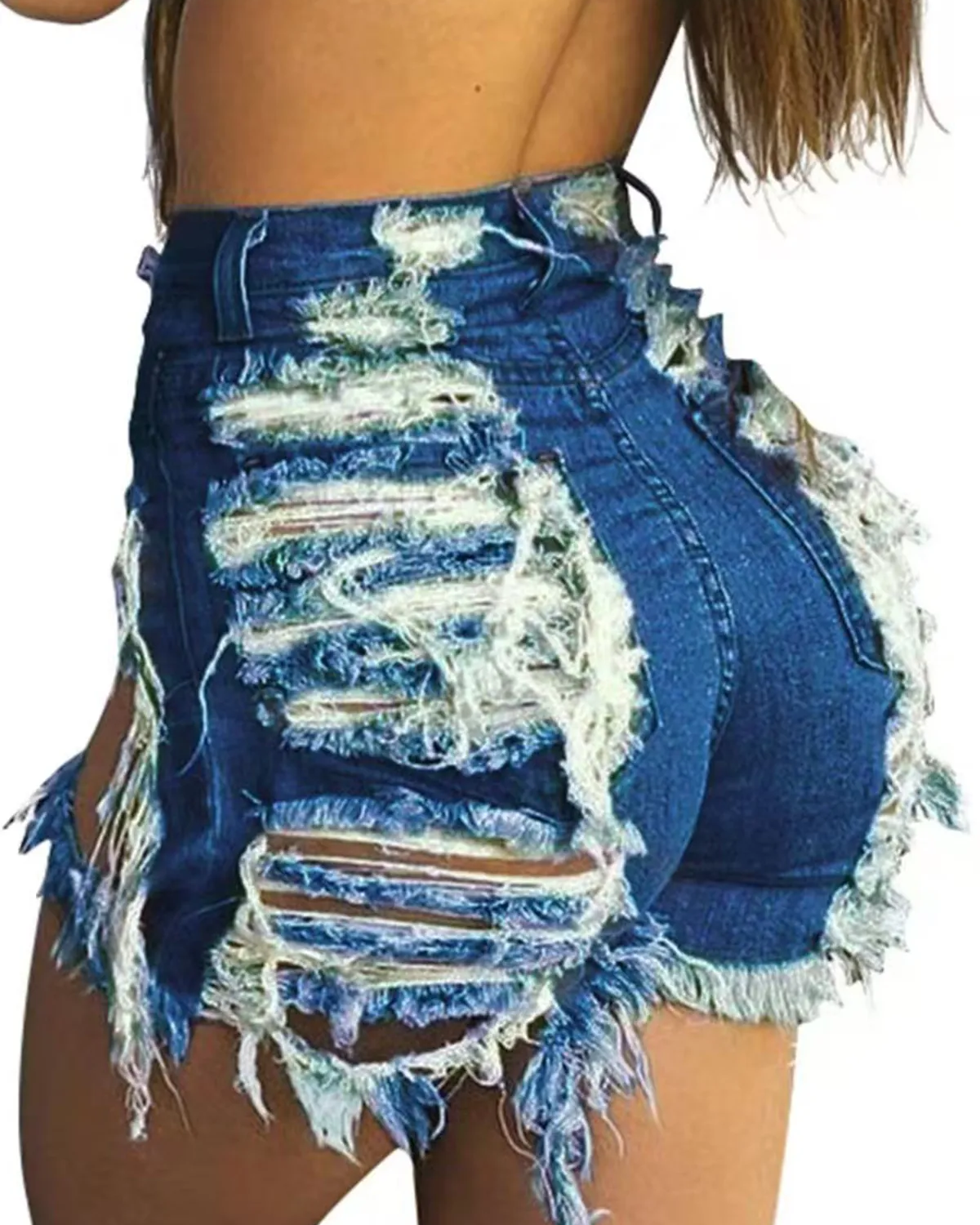 Women's Sexy Summer Waistband Ripped Jeans Shorts Frayed Denim(Pre-Sale)