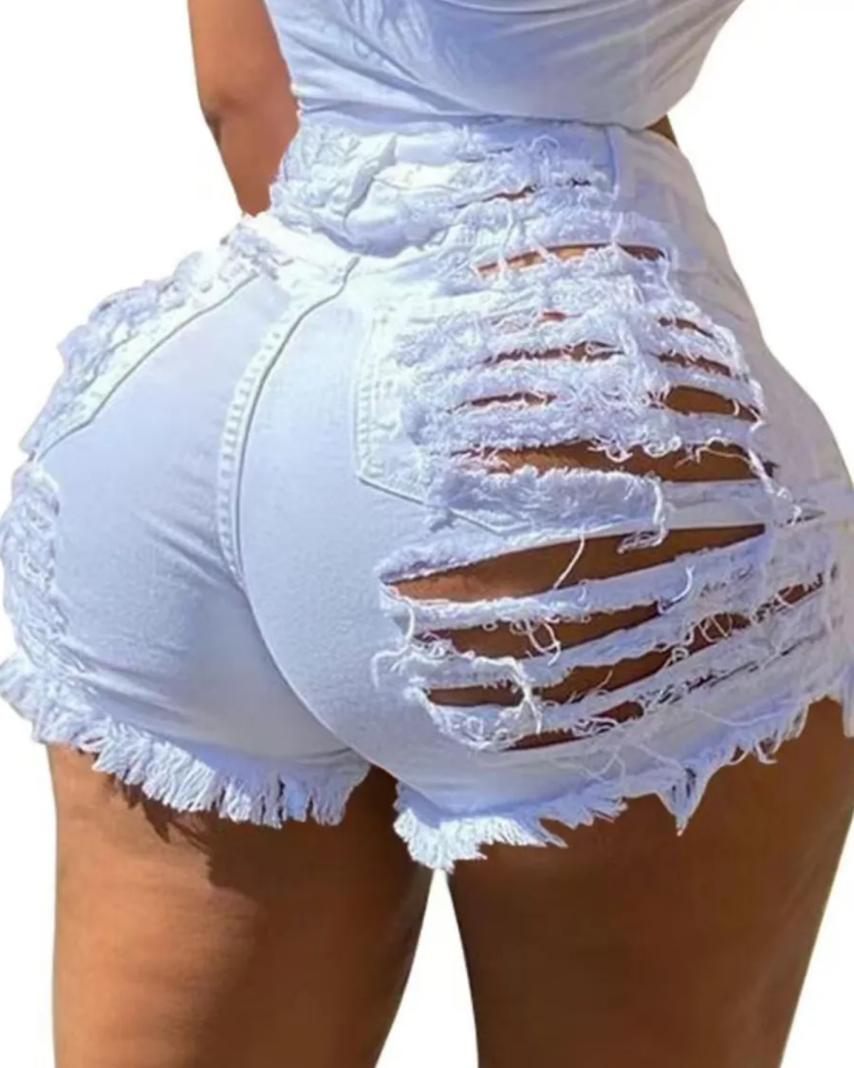 Women's Sexy Summer Waistband Ripped Jeans Shorts Frayed Denim(Pre-Sale)