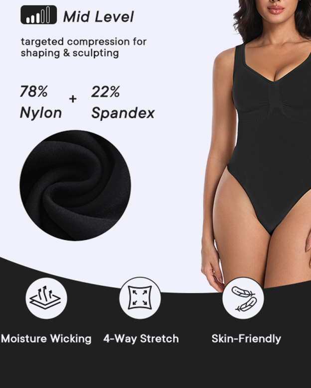 Seamless One-Piece Bodysuit Seamless Tummy Control And Shaping Thong