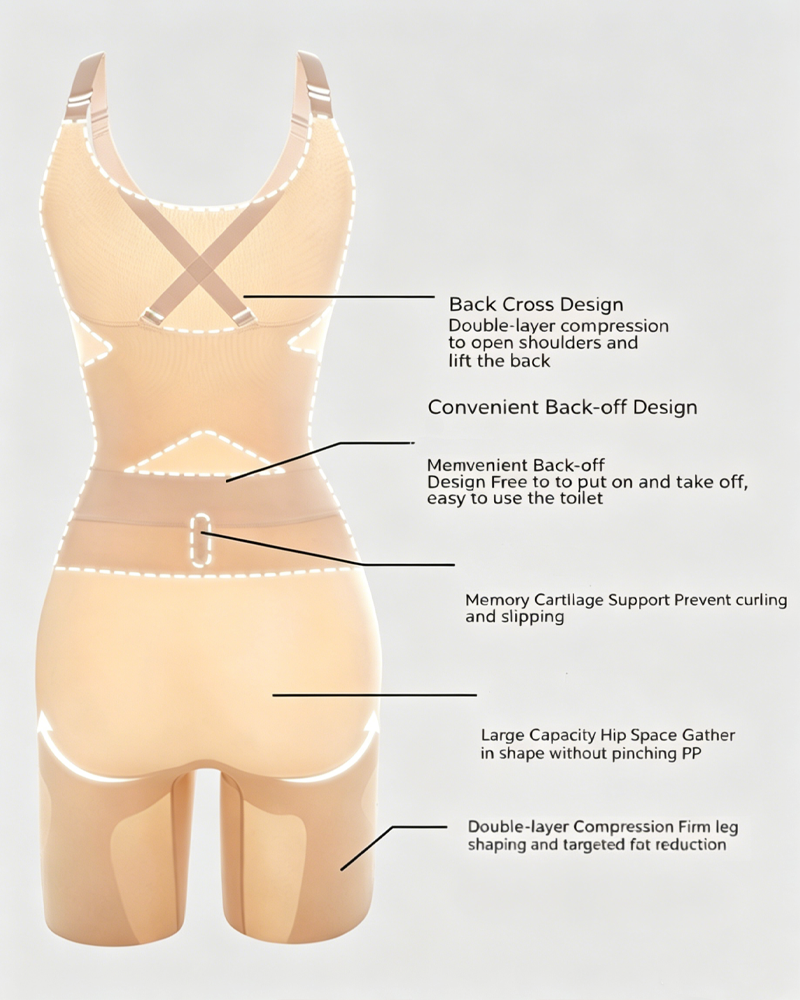 High Compression Tummy Butt Lifting Back-Open One-Piece Shaping Bodysuit（Pre-Sale）