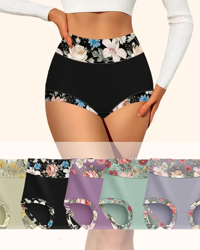 Soft Flattering Floral High-Waisted Panties
