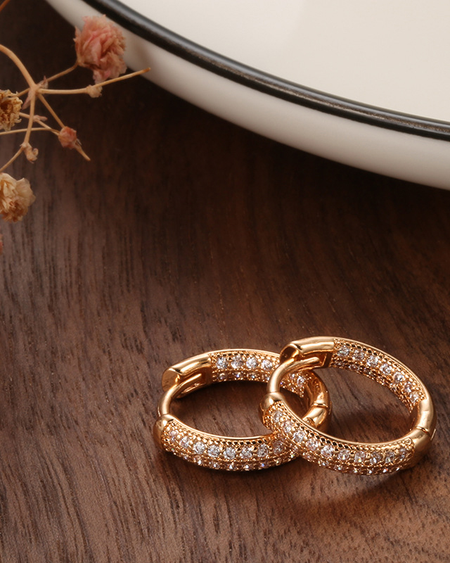 Exaggerated Double Row Sparkling Zircon Earrings-Curvy-Faja