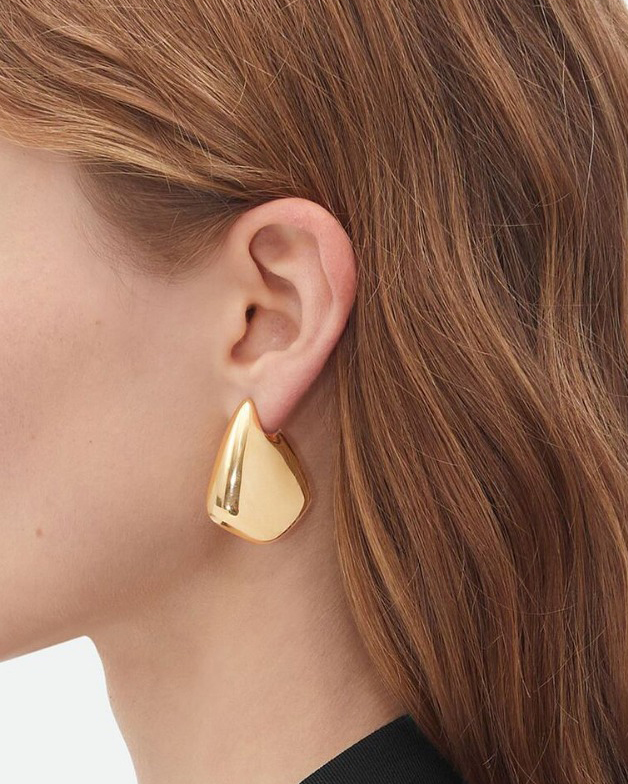 Hollow Polished Stainless Steel Irregular Earrings-Curvy-Faja