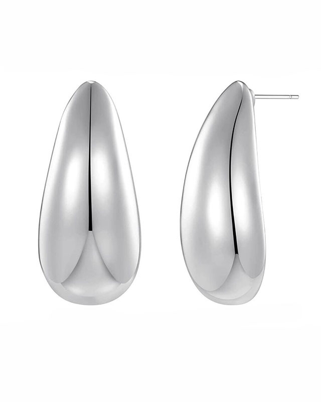 Metal Drop Earrings-Curvy-Faja