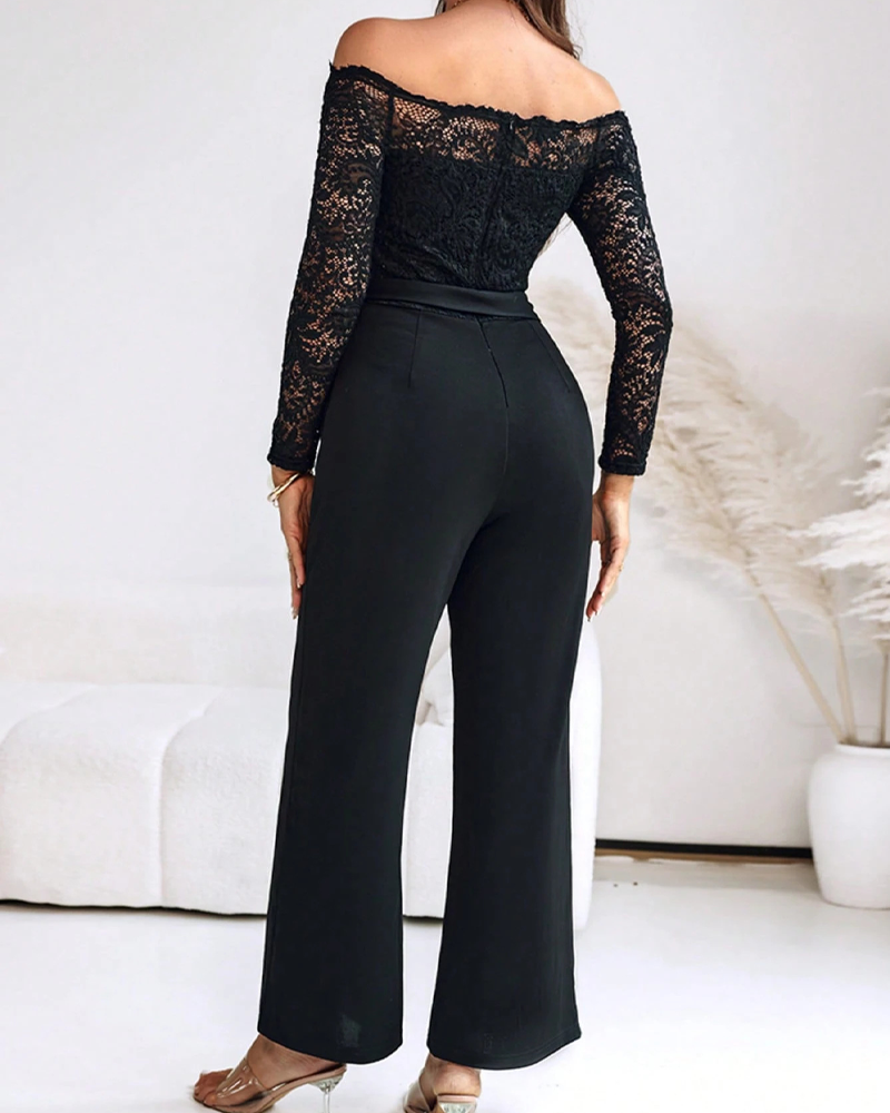 Lace Off-The-Shoulder Wide-Leg Jumpsuit