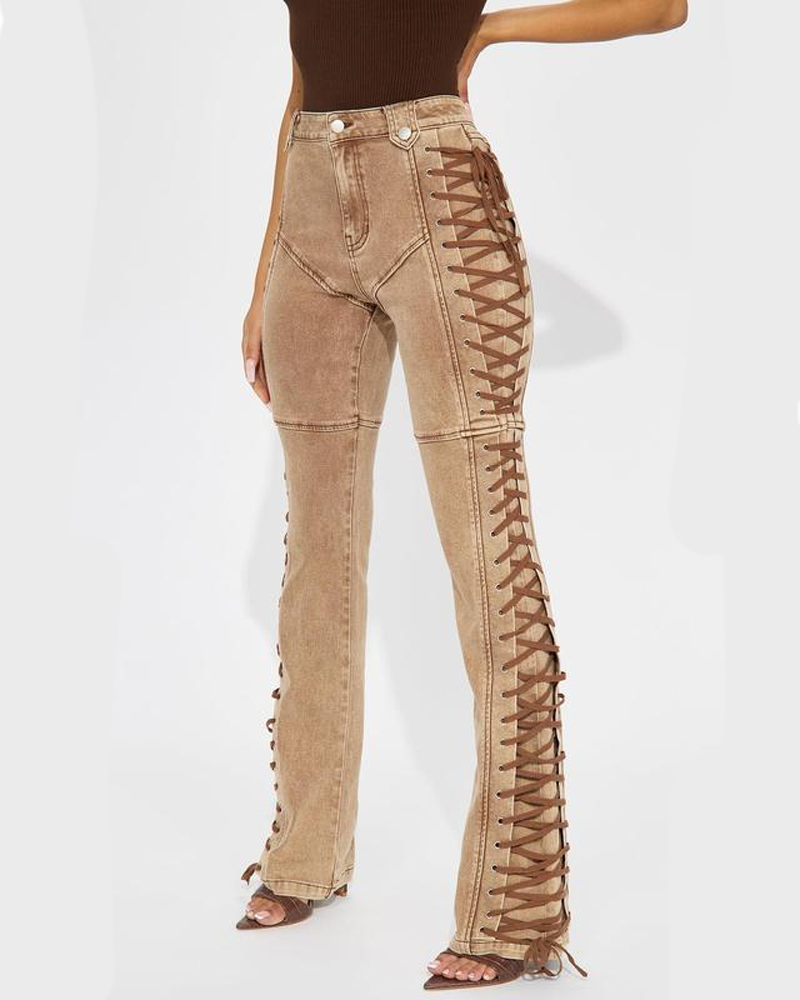 Lace-Up Drawstring Sexy Jeans (Pre-Sale)