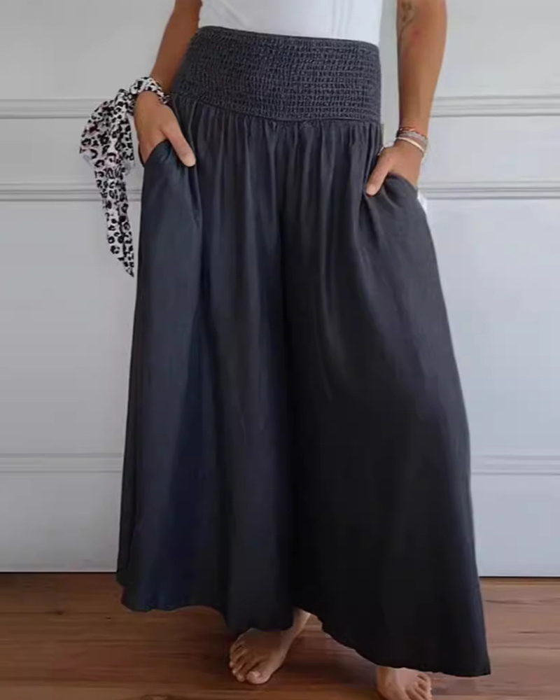 Wide Leg Elastic Waistband Trousers And Long Dress